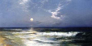  Una Pintura al %C3%B3leo - Paisaje marino iluminado por la luna Thomas Moran